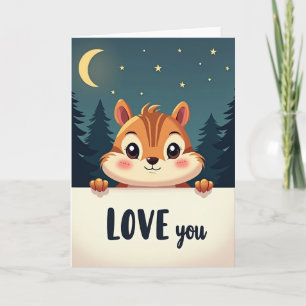 Moonlight Chipmunk Love You Card