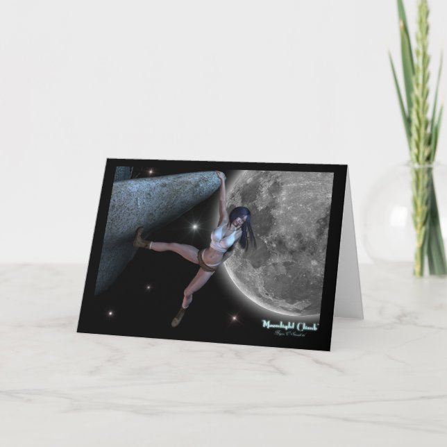 "Moonlight Climb" Rock Climbing Artwork Cards (Front)
