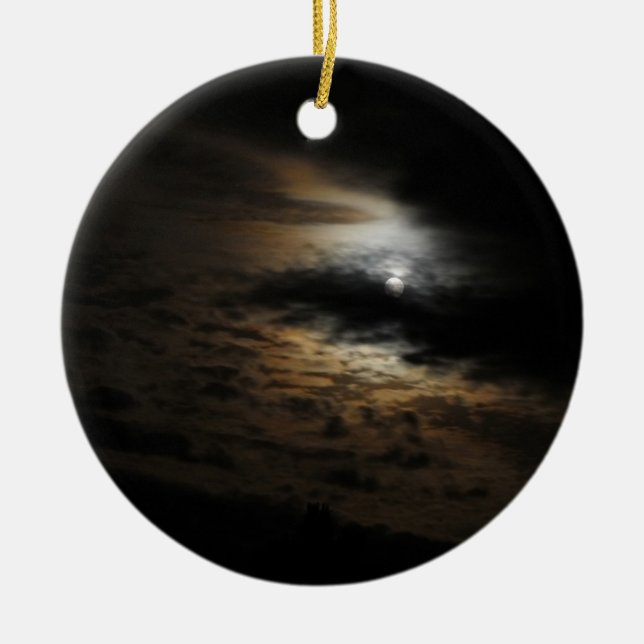 Moonlight Clouds Night Sky Photo Ceramic Ornament (Front)