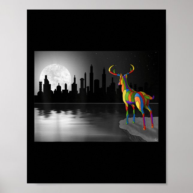 Moonlight Deer Environmental Protection Animal Pro Poster (Front)