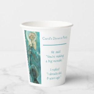 Moonlight Divorce Party Green Paper Cups
