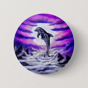 Moonlight Dolphin 6 Cm Round Badge