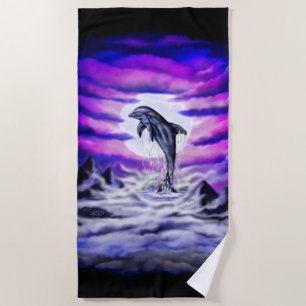 Moonlight Dolphin Beach Towel