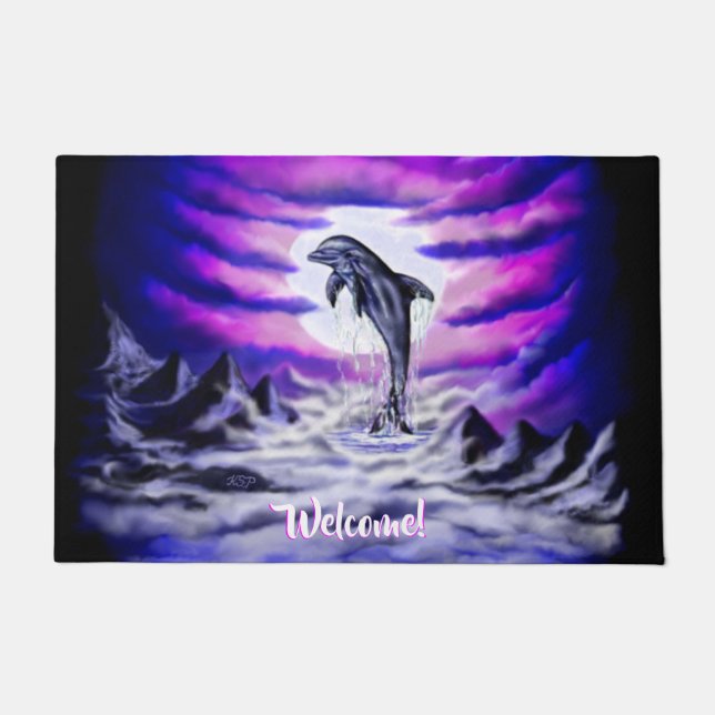 Moonlight Dolphin Doormat (Front)