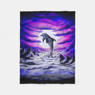 Moonlight Dolphin Fleece Blanket