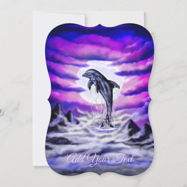 Moonlight Dolphin Invitation (Front)
