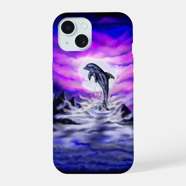 Moonlight Dolphin iPhone 15 Case (Back)