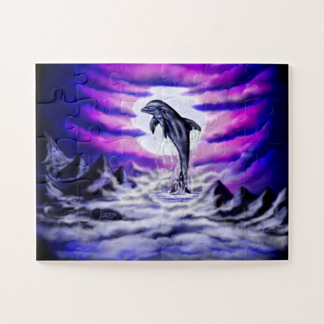Moonlight Dolphin Jigsaw Puzzle (Horizontal)