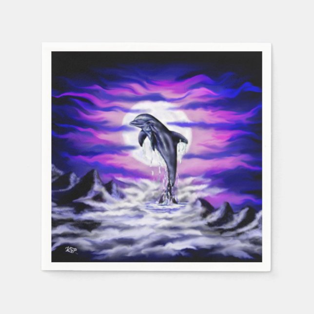 Moonlight Dolphin Napkin (Front)