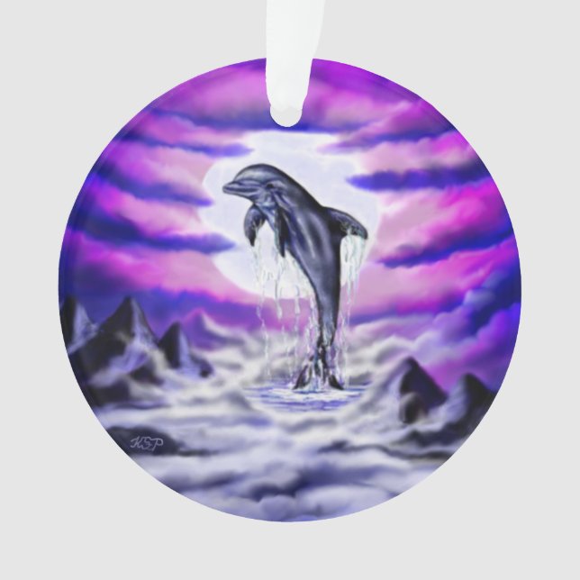 Moonlight Dolphin Ornament (Front)