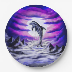 Moonlight Dolphin Paper Plate