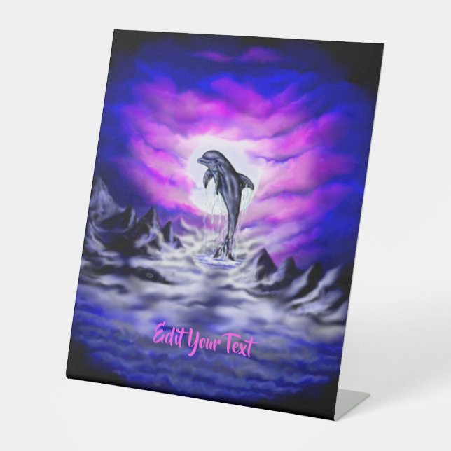 Moonlight Dolphin Pedestal Sign (Front)