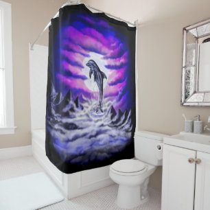 Moonlight Dolphin Shower Curtain