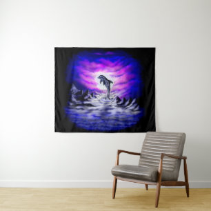 Moonlight Dolphin Tapestry
