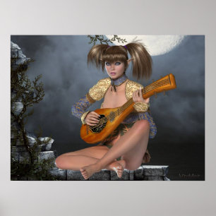 Moonlight Elf and Lute poster