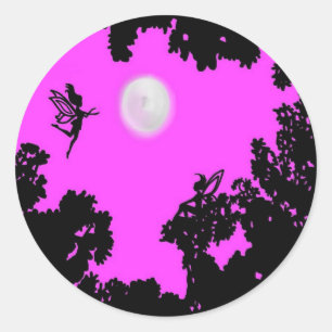 Moonlight Faeries in the Forest Classic Round Sticker