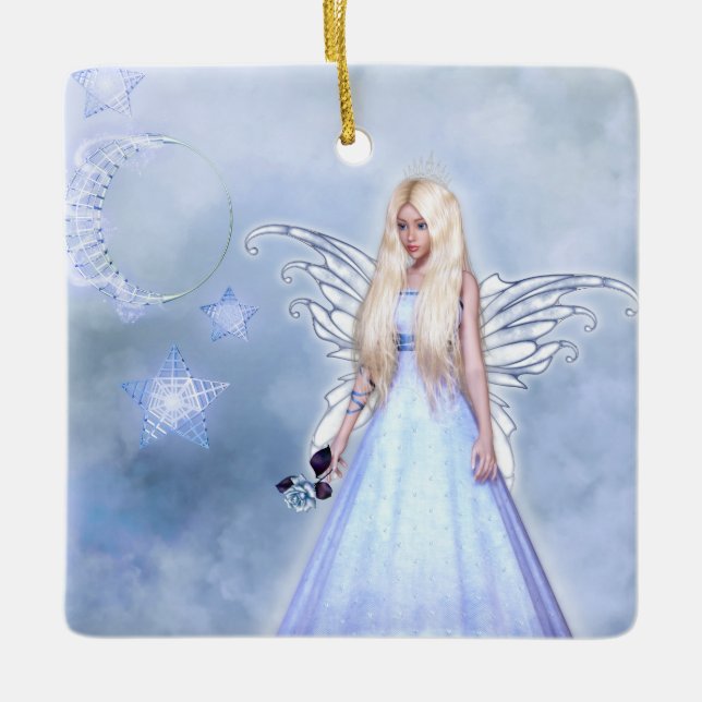 Moonlight Fairy Princess Ceramic Ornament (Front)