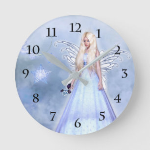 Moonlight Fairy Princess Round Clock