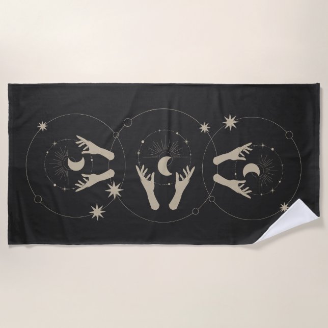 moonlight fantasy aesthetic design beach towel (Front)