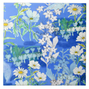 Moonlight Flower Garden Cosmos Bleeding Heart Ceramic Tile