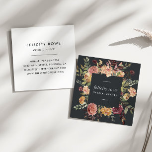 Moonlight Garden   Floral Frame Square Business Card
