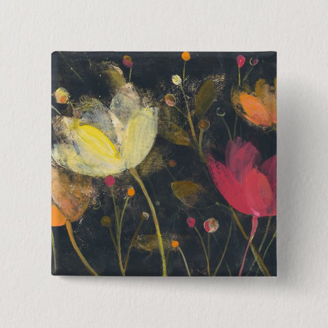 Moonlight Garden on Black 15 Cm Square Badge (Front)