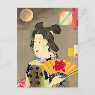 Moonlight Geisha Japanese Woodblock Ukiyo-e Postcard