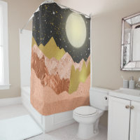 Moonlight Glow Abstract Rose Gold Mountains