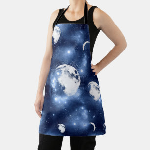Moonlight Glow Moon Phases in Sky Clouds Apron