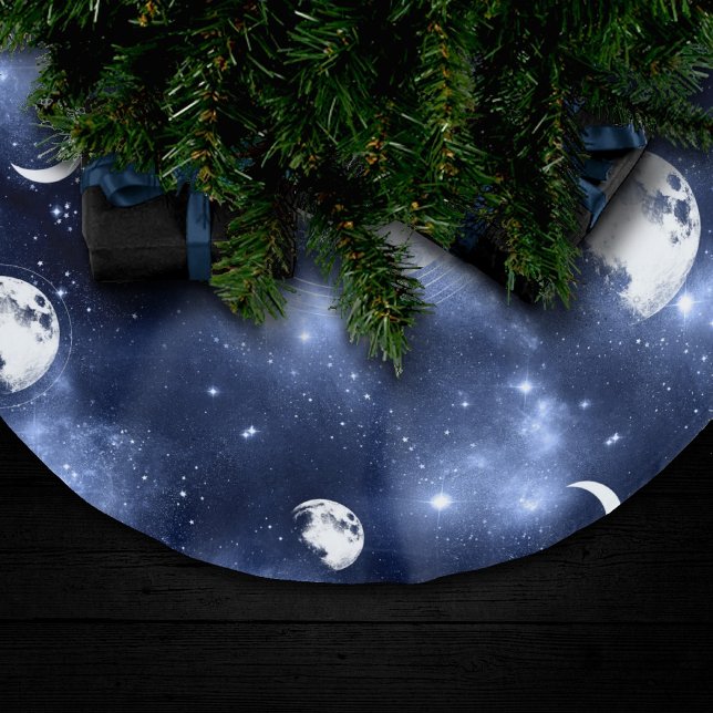 Moonlight Glow | Moon Phases in Sky Clouds Brushed Polyester Tree Skirt (Creator Uploaded)