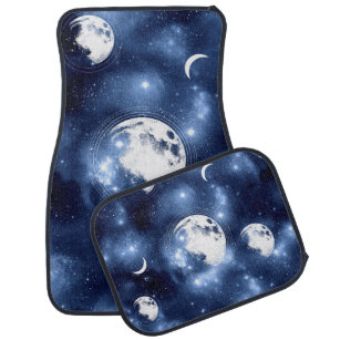 Moonlight Glow   Moon Phases in Sky Clouds Car Mat