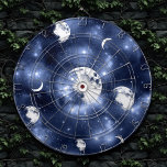Moonlight Glow | Moon Phases in Sky Clouds Dartboard<br><div class="desc">Haunted moonlight glow. Mysterious and eye catching hand-painted night sky featuring a gorgeous seamless pattern of moon phases (full,  waning,  waxing,  crescent) in a fluff of spooky clouds casting a daring glow. For customisations or other colours,  please visit JustFharryn store @ Zazzle or contact the designer c/o fharryn@yahoo.com #zazzlemade</div>