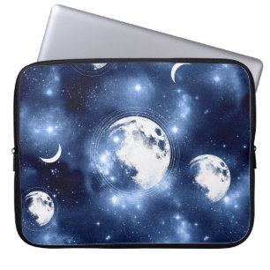 Moonlight Glow Moon Phases in Sky Clouds Laptop Sleeve