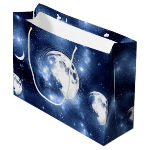 Moonlight Glow   Moon Phases in Sky Clouds Large Gift Bag