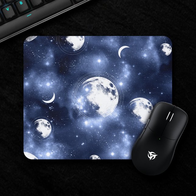 Moonlight Glow | Moon Phases in Sky Clouds Mouse Pad (Creator Uploaded)