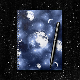 Moonlight Glow Moon Phases in Sky Clouds Notebook