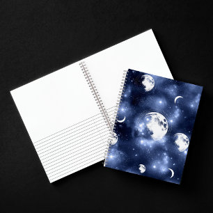 Moonlight Glow   Moon Phases in Sky Clouds Notebook