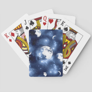 Moonlight Glow   Moon Phases in Sky Clouds Playing Cards