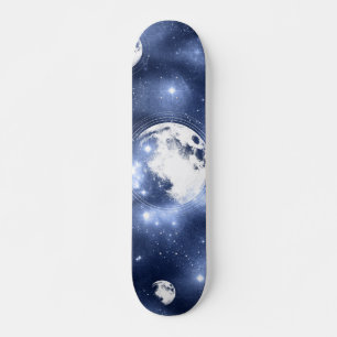 Moonlight Glow   Moon Phases in Sky Clouds Skateboard
