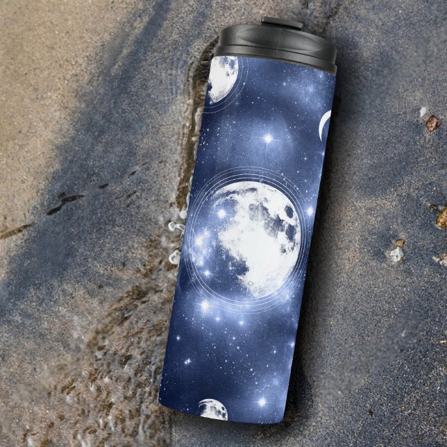 Moonlight Glow | Moon Phases in Sky Clouds Thermal Tumbler (Creator Uploaded)