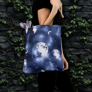 Moonlight Glow Moon Phases in Sky Clouds Tote Bag