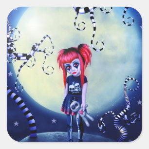 Moonlight Goth Doll Square Sticker