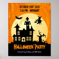 Moonlight Haunted House in Graveyard - Halloween