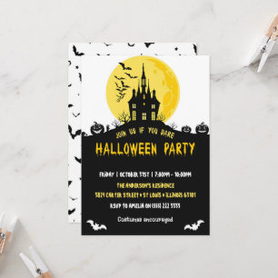 Moonlight Haunted House Spooky Halloween Party Invitation