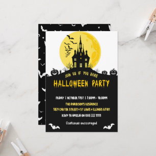 Moonlight Haunted House Spooky Halloween Party Invitation