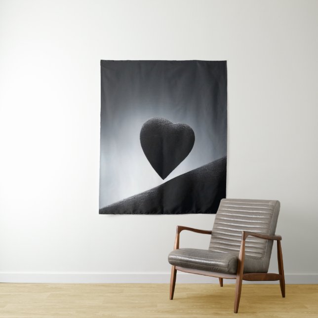 Moonlight Heart Shape Night Sky Tapestry (In Situ)