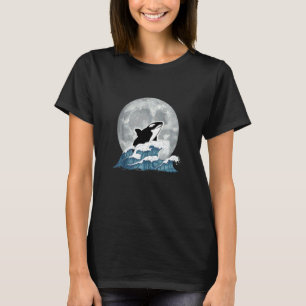 Moonlight Killer Whale Ocean Animal Waves Full Moo T-Shirt