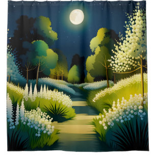Moonlight Magic Garden Shower Curtain