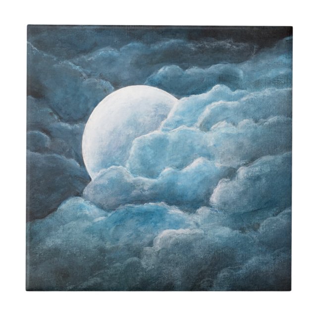 moonlight ,magical moon, moon ceramic tile (Front)