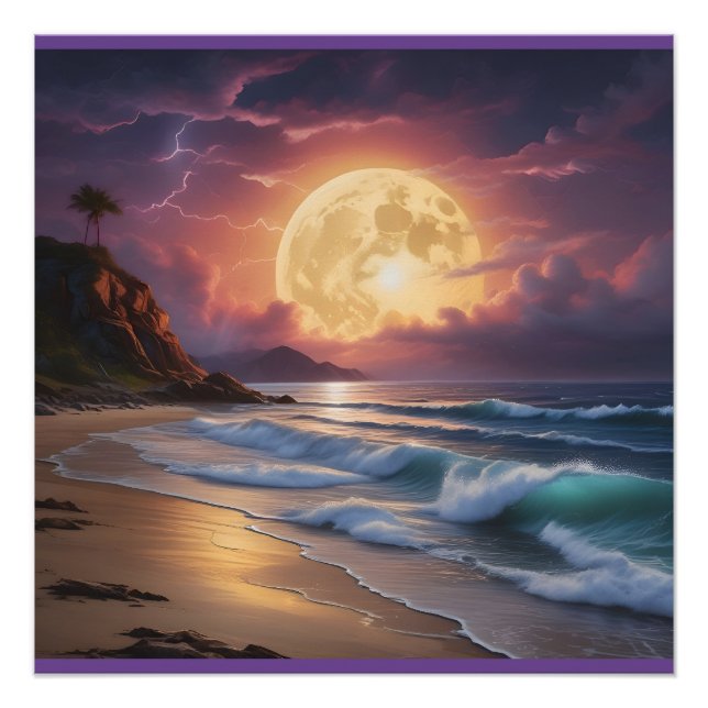 Moonlight Midnight Beach 6 Poster (Front)